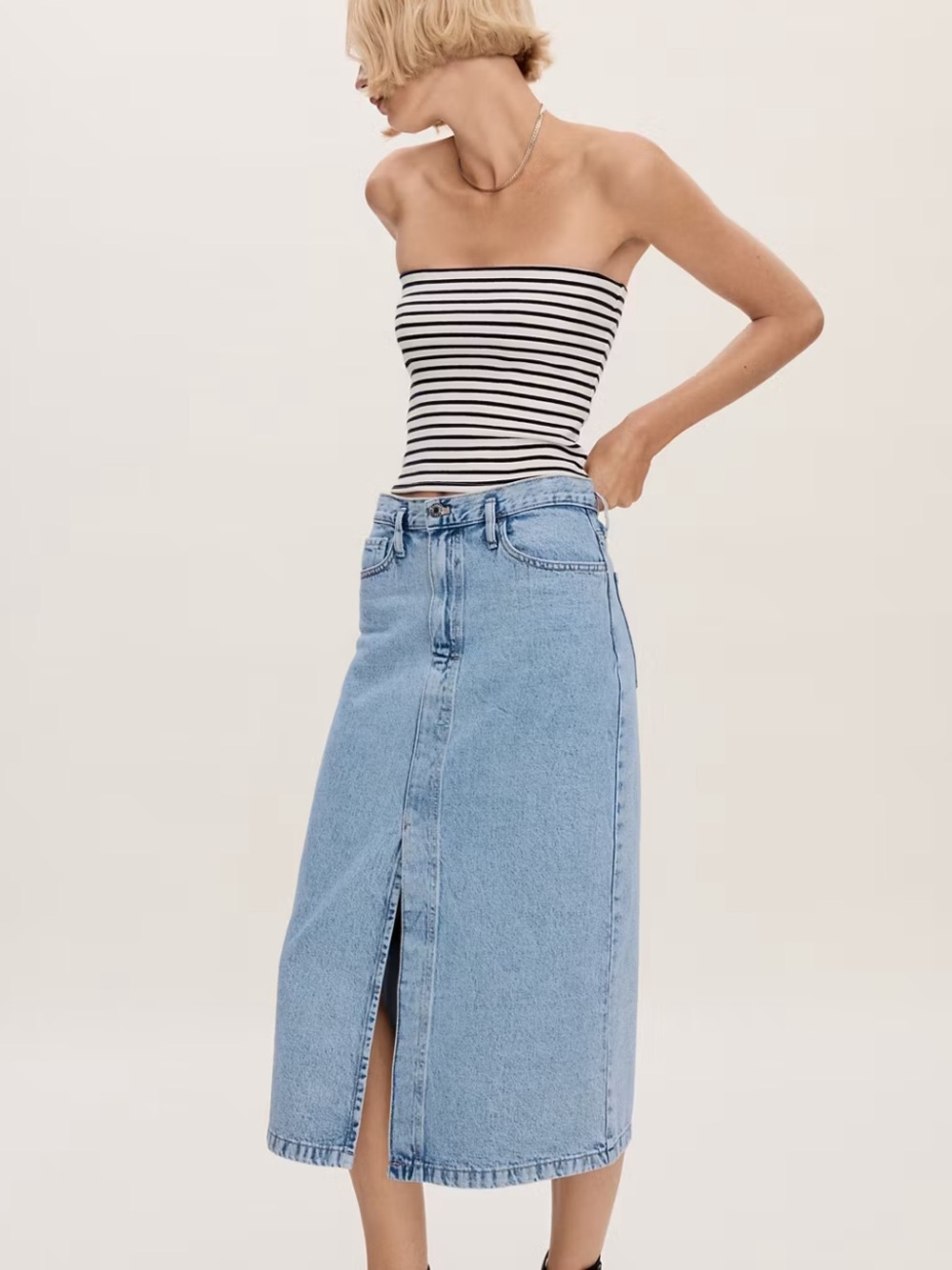 Mango Denim Midi Skirt size large